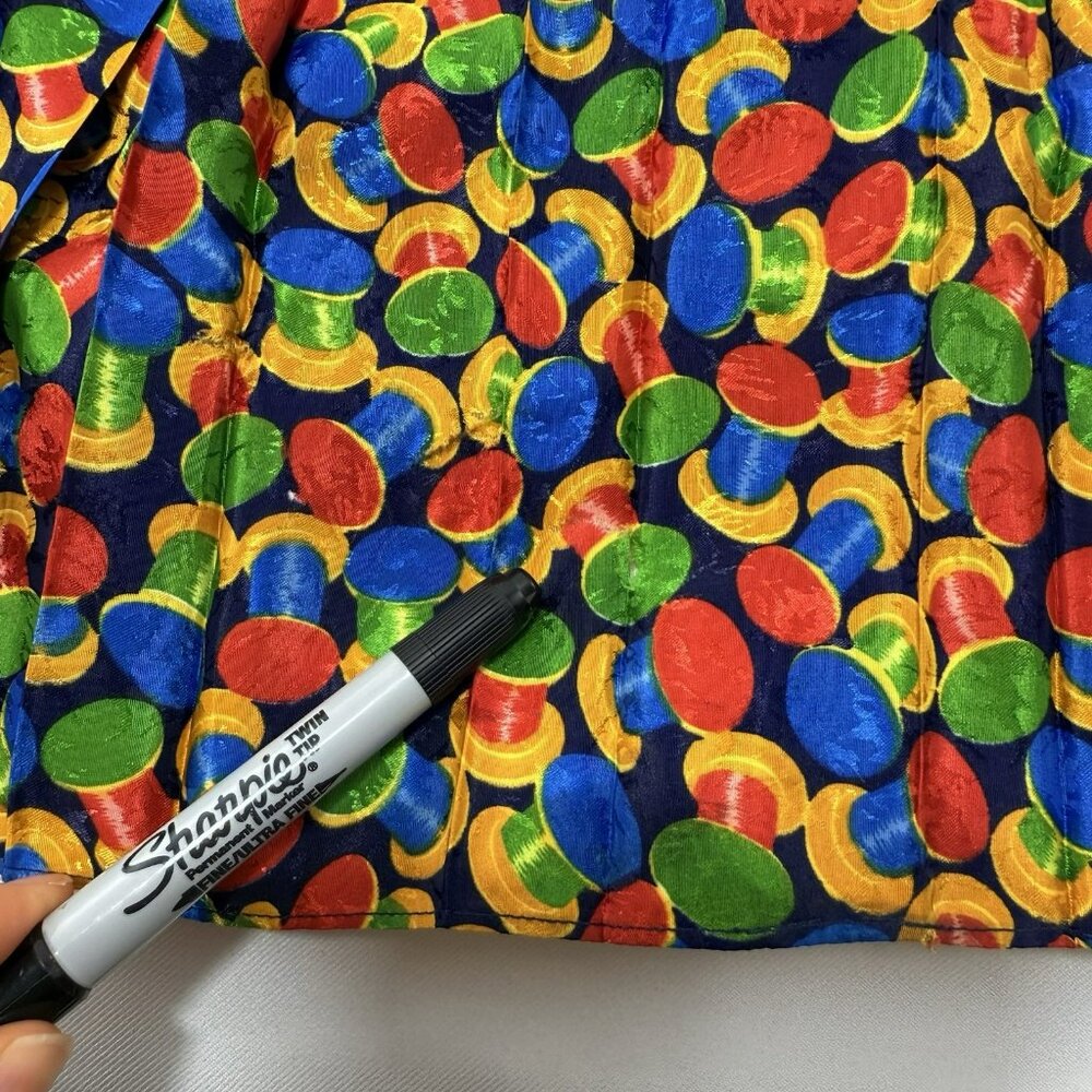 Vintage Montage Mosaic Blouse Top Skirt Set Matching Size M Retro Spool All Over - Picture 9 of 12